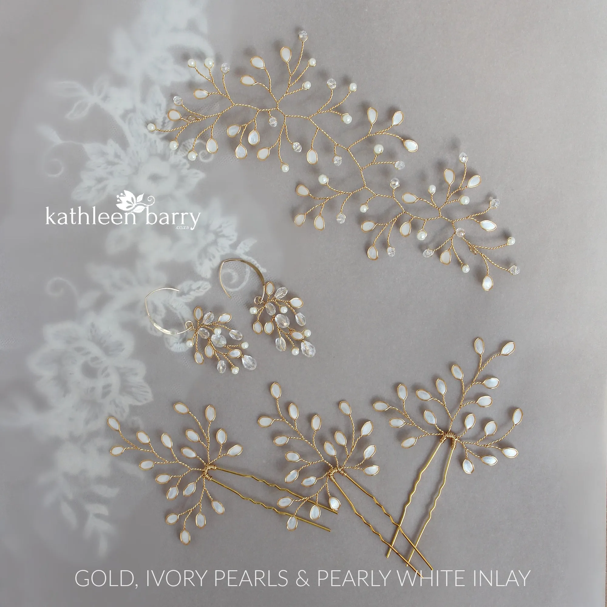Sarah-Faye Leaf hair pins - Options Rose gold, gold, silver - sold individually