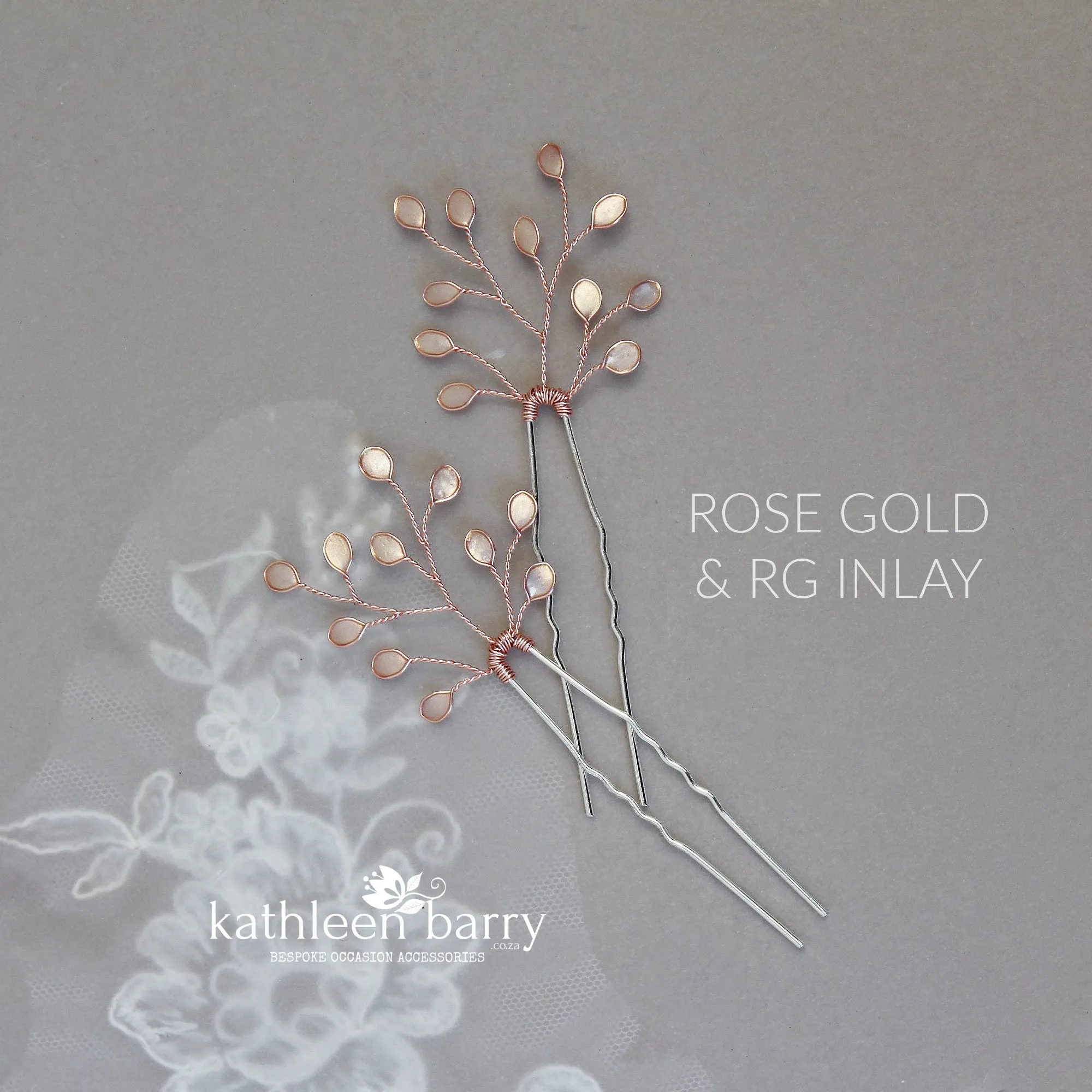 Sarah-Faye Leaf hair pins - Options Rose gold, gold, silver - sold individually