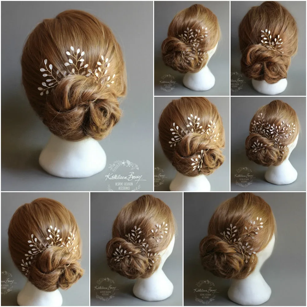 Sarah-Faye Leaf hair pins - Options Rose gold, gold, silver - sold individually