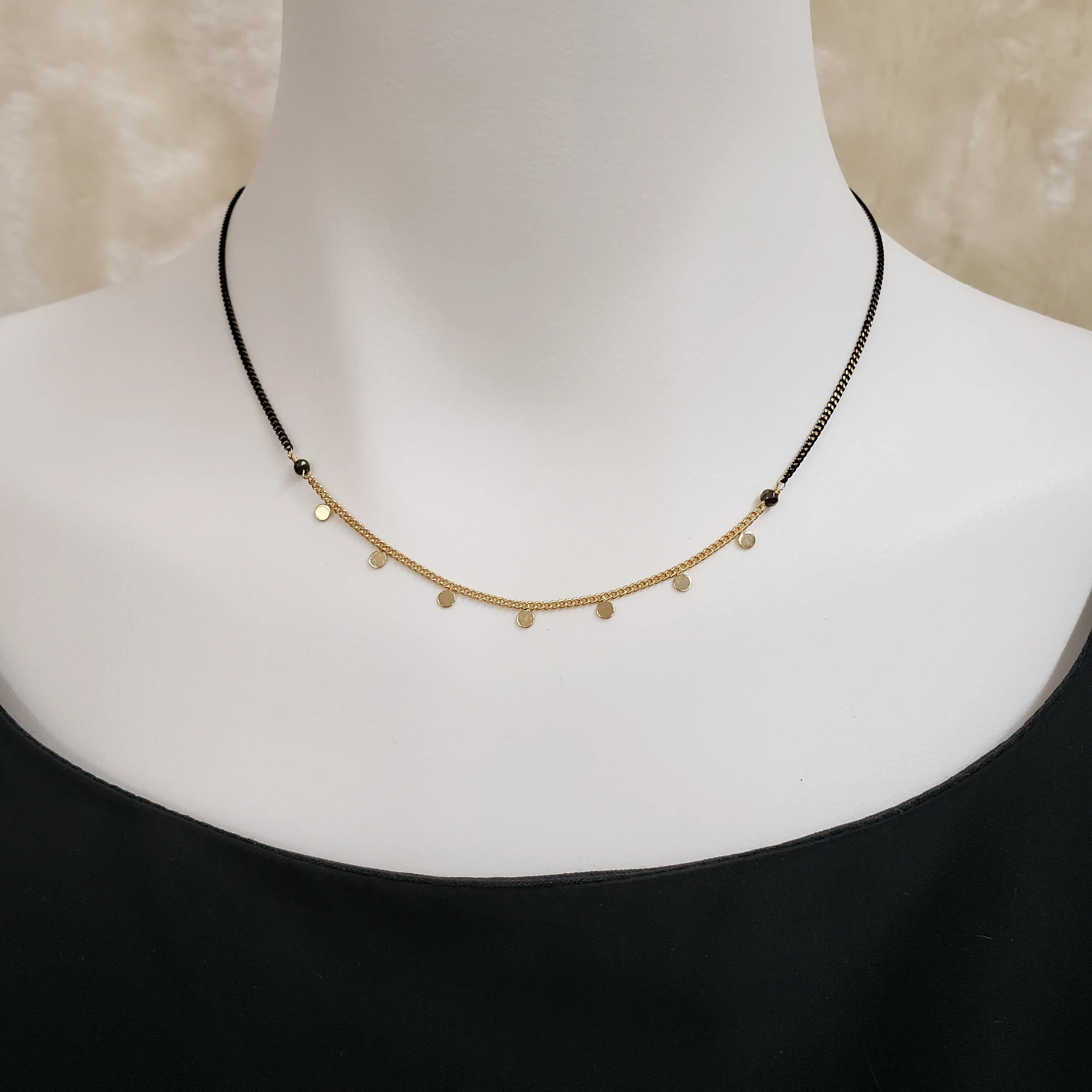 Seven Delicate Layer Necklace - Pyrite