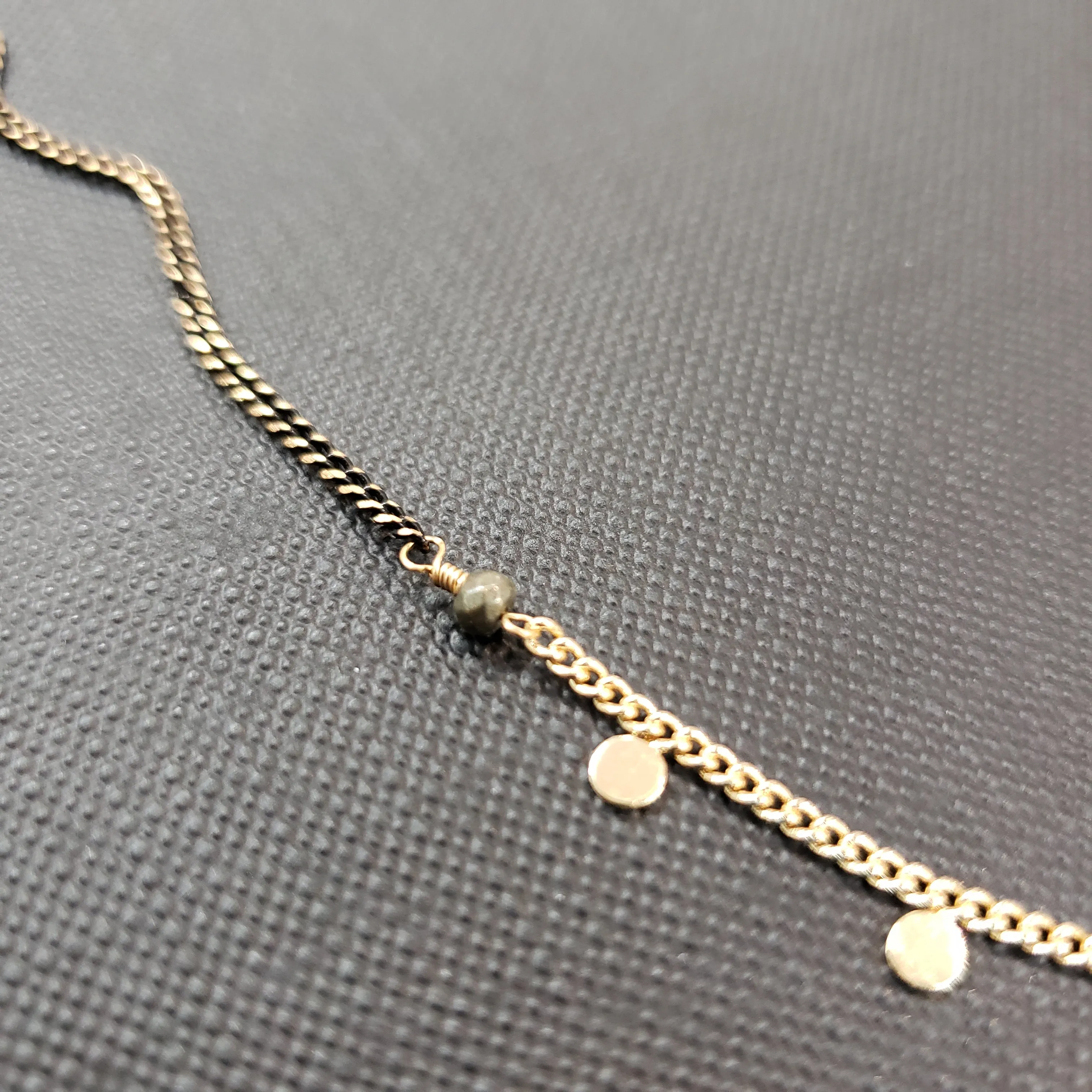 Seven Delicate Layer Necklace - Pyrite