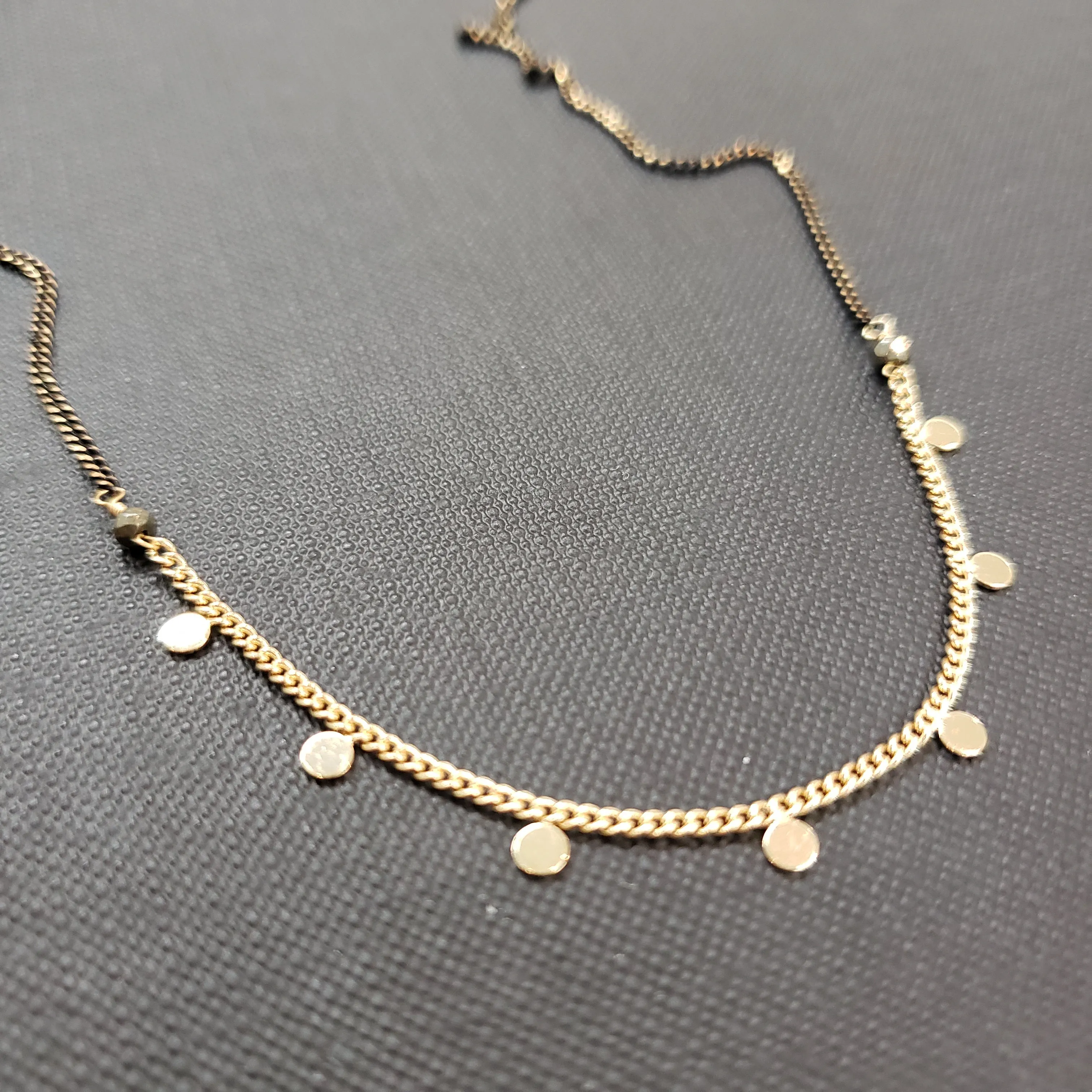 Seven Delicate Layer Necklace - Pyrite