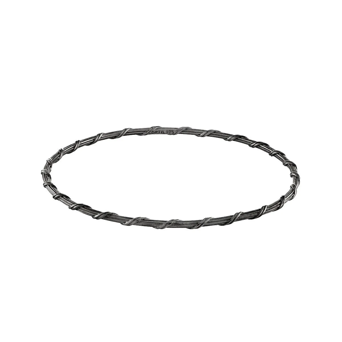 Signature Romance Bangle in ruthenium silver 2 mm