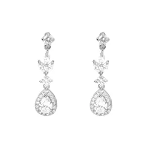 Silver Cubic Zirconia Studded Dangle Earrings