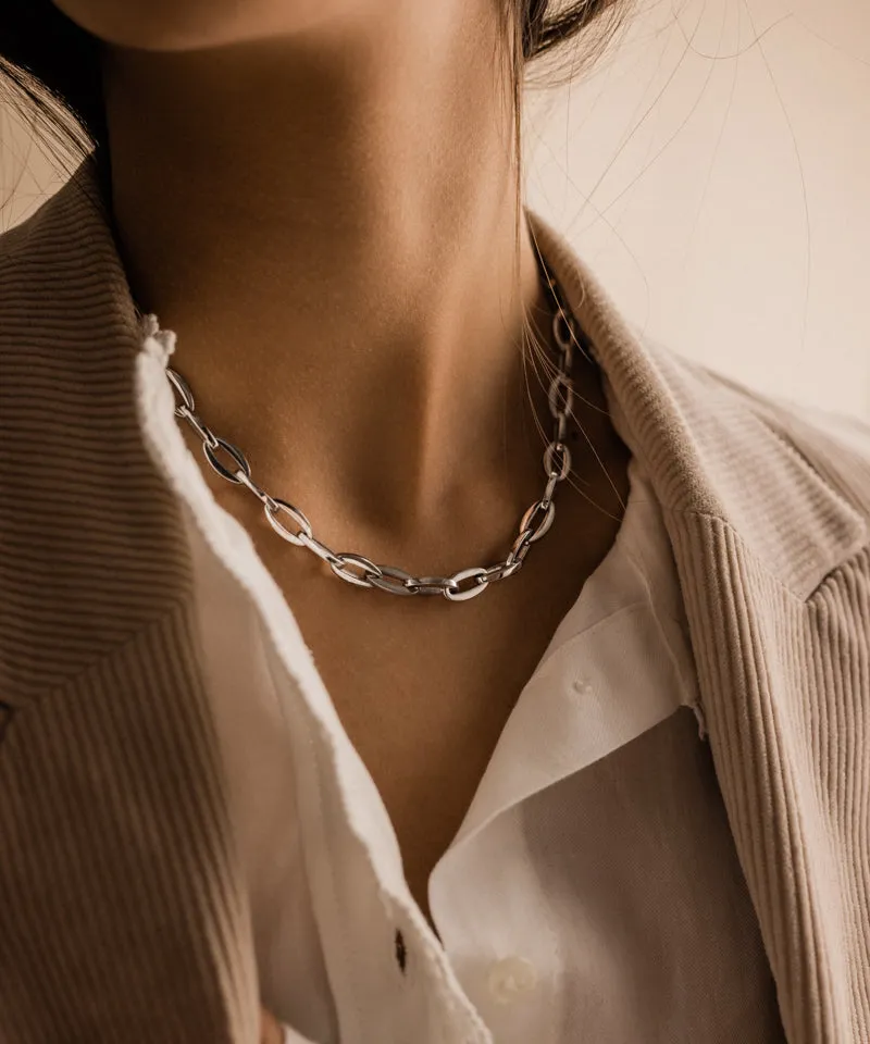 Silver Grand Link 7.3mm Necklace (40-46cm)