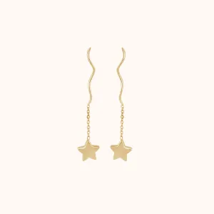 Silver Long Celestial Star Earring