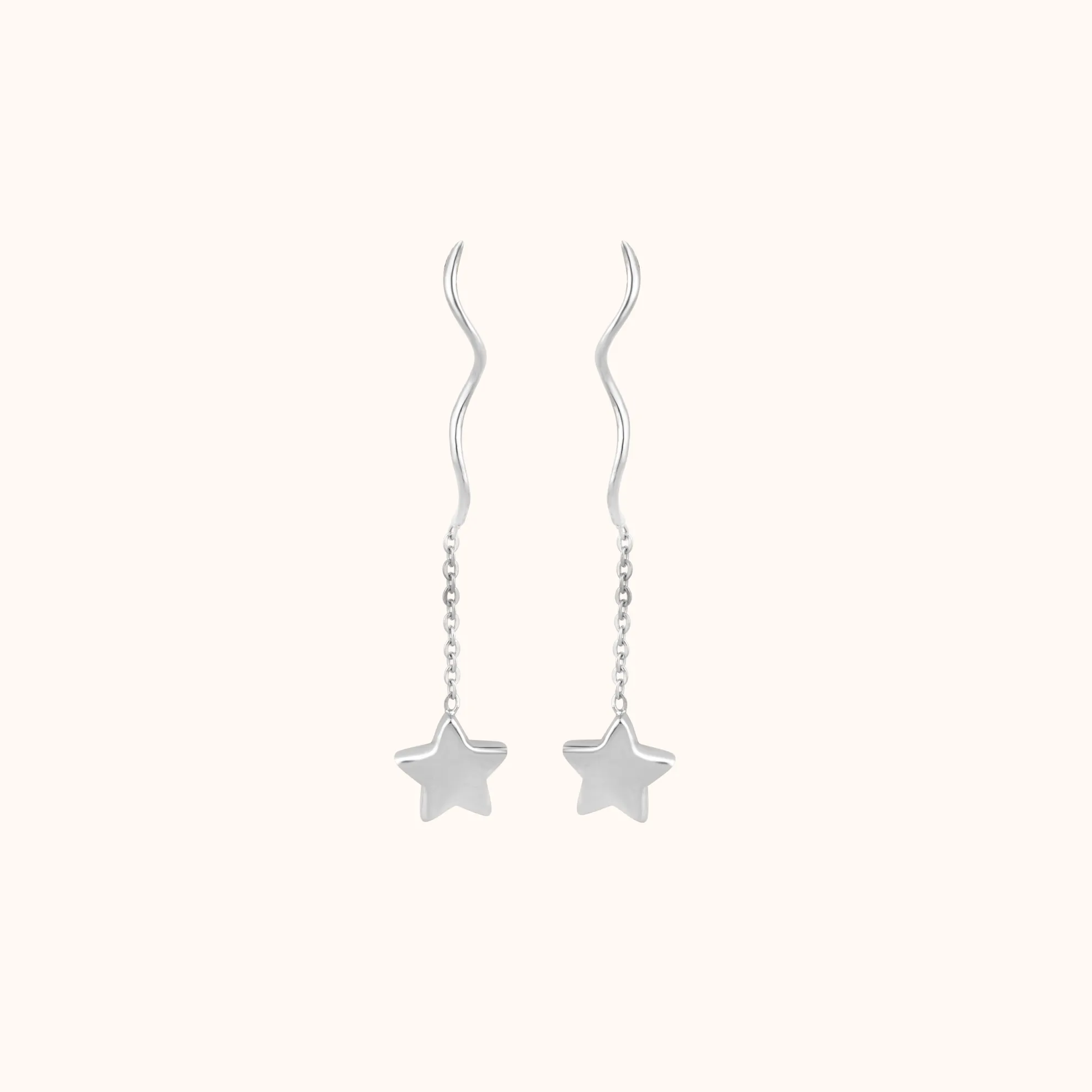 Silver Long Celestial Star Earring