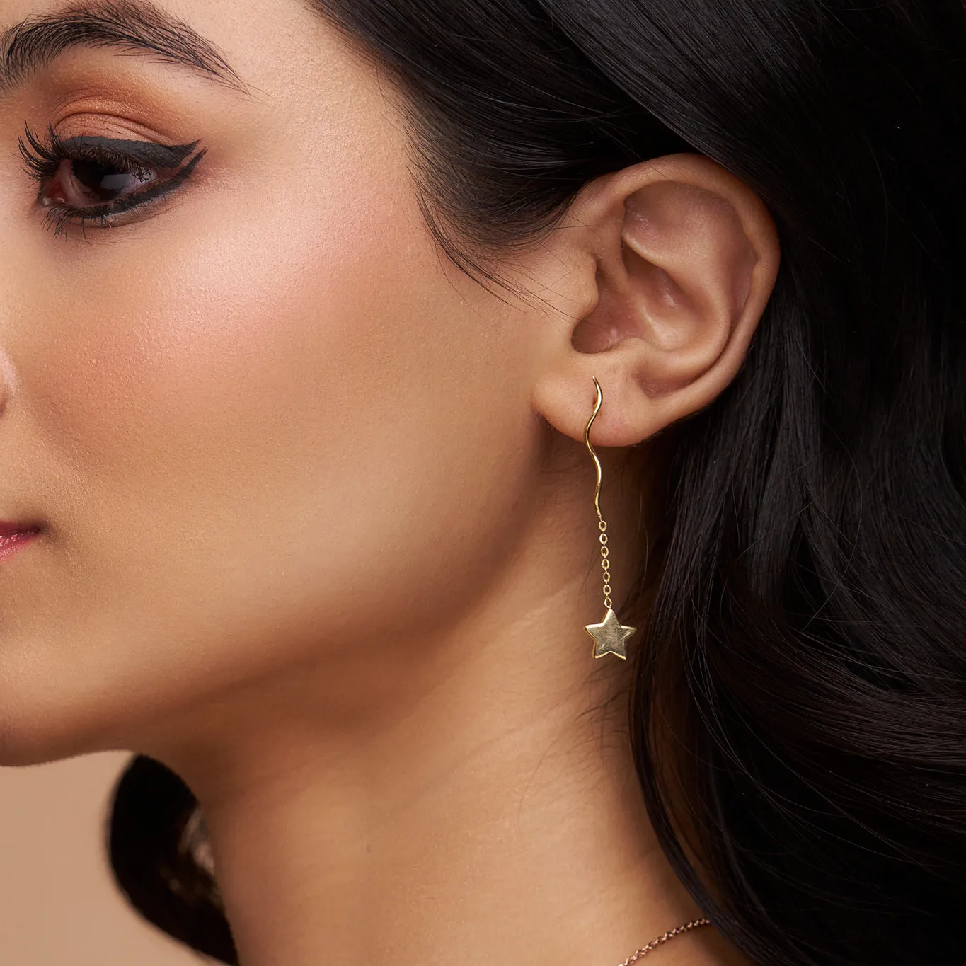 Silver Long Celestial Star Earring