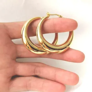 Sleek Smooth Polished Womens Hoop Earrings