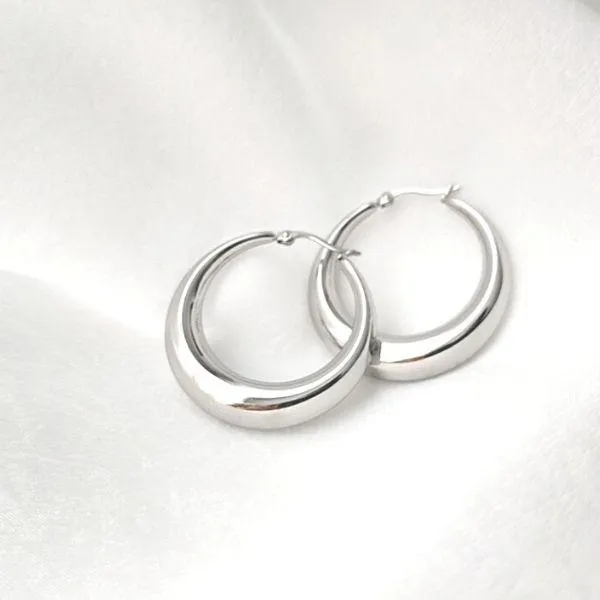 Sleek Smooth Polished Womens Hoop Earrings