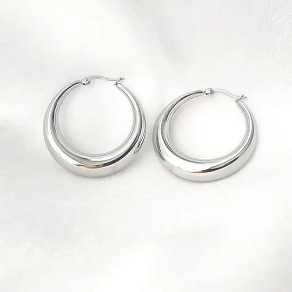 Sleek Smooth Polished Womens Hoop Earrings