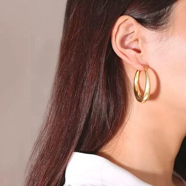 Sleek Smooth Polished Womens Hoop Earrings