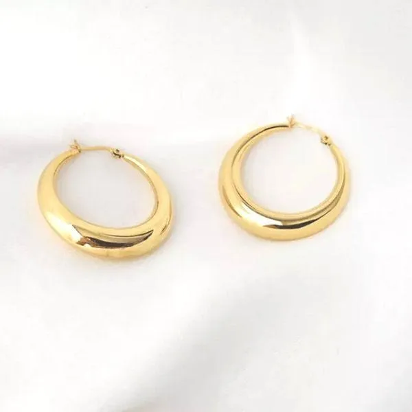 Sleek Smooth Polished Womens Hoop Earrings