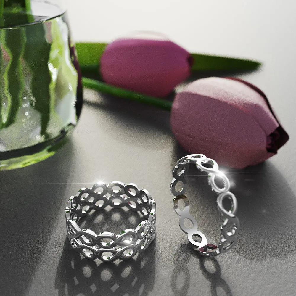 Solid 925 Sterling Silver Infinity Stacking Ring