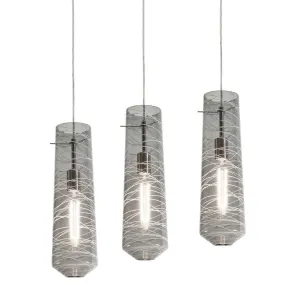 Spun 41 in. 3 Lights Pendant Light Satin Nickel Finish Smoke Shade