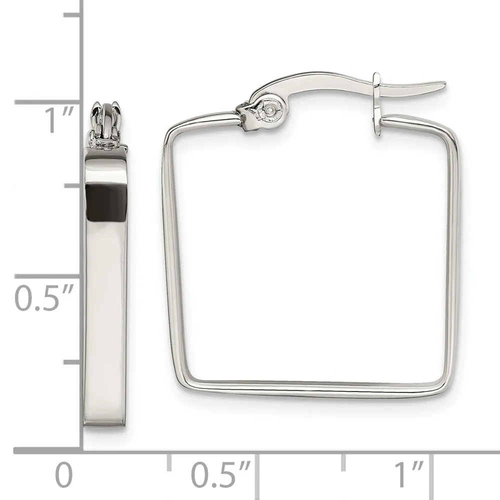 Stainless Steel 20mm Square Hoop Earrings