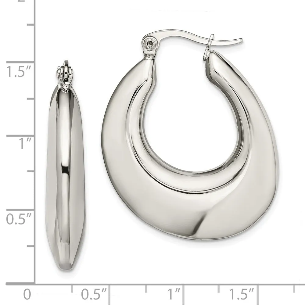 Stainless Steel Hollow Teardrop Hoop Earrings