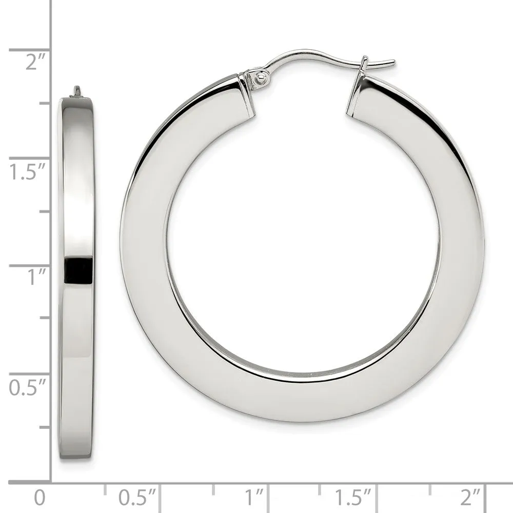 Stainless Steel Polished Hollow 30mm Flat Hoop Earrings