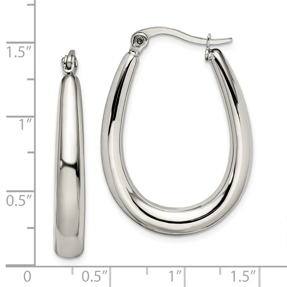 Stainless Steel Teardrop Hollow Hoop Earrings