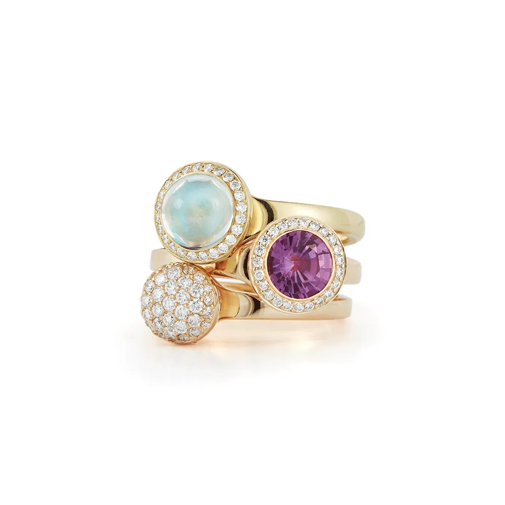 Steller Diamond Micro Pave Yellow Gold Ring