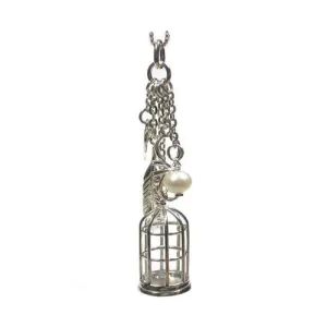 Sterling Silver Bird Cage Charm Necklace