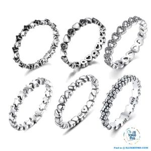 Sterling silver rings - 9 Individual Styled Stackable Rings to choose from