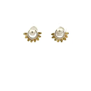 Stud Sterling Silver Earrings Accented with Alaskan Gold Nuggets