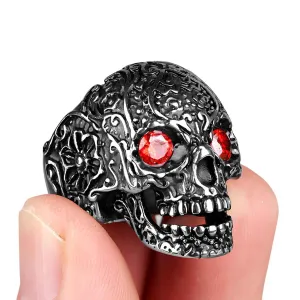 Sugar Skull Ring Red Eye