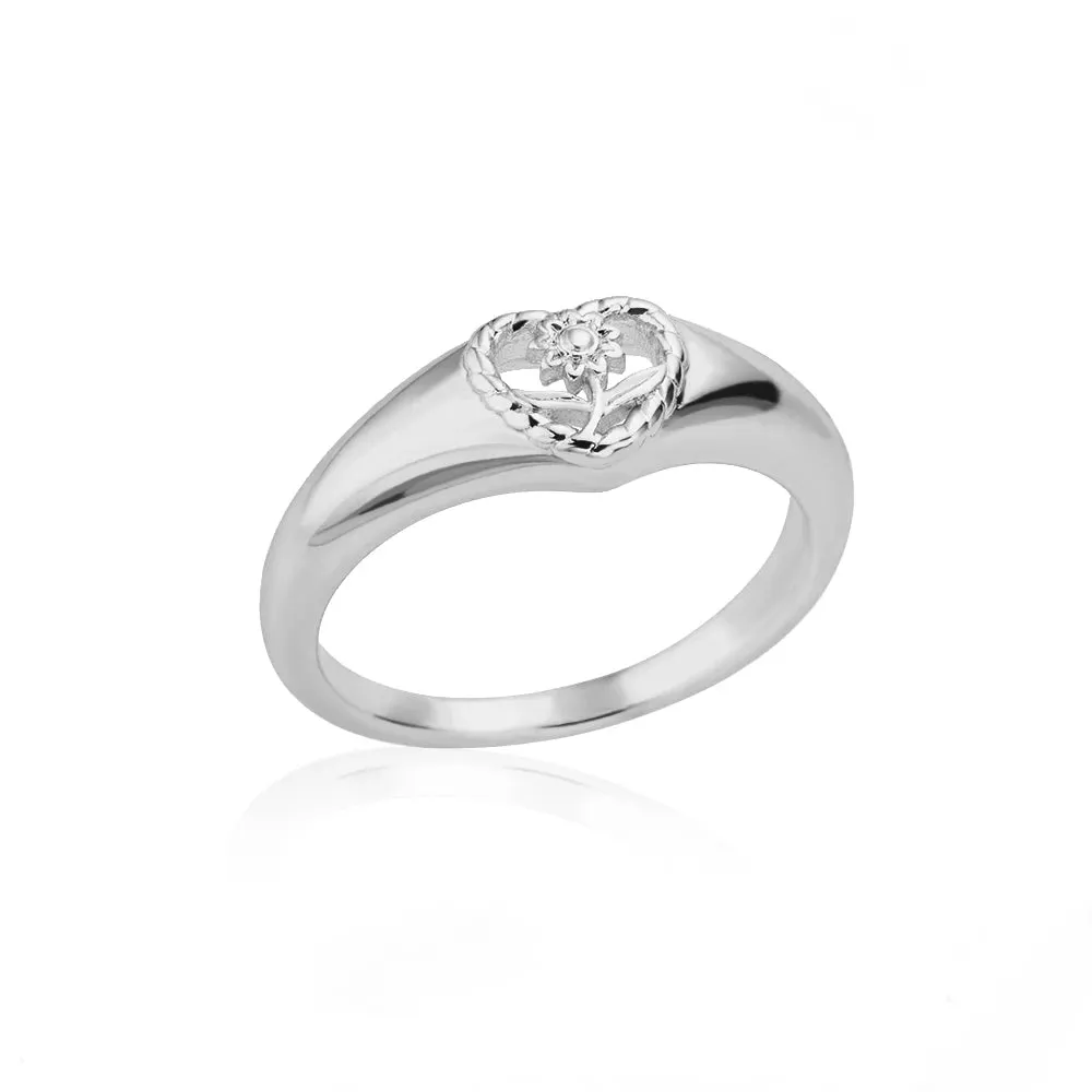 Sunflower Heart Rings For Women Gold Color Stainless Steel Ring