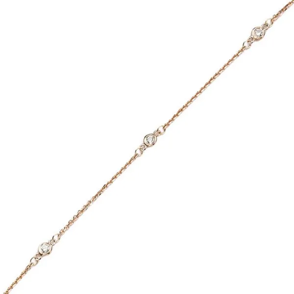 Suzy Levian 14K Rose Gold 1/3ct TDW Bezel Diamond Station Necklace