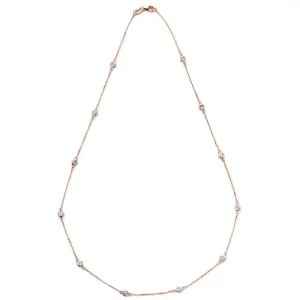 Suzy Levian 14K Rose Gold 1/3ct TDW Bezel Diamond Station Necklace