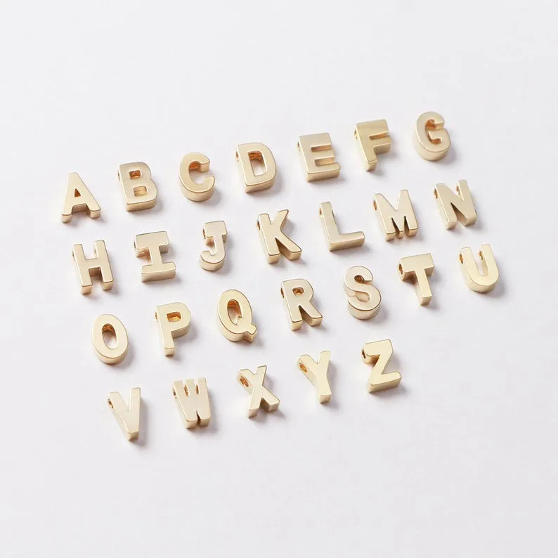 Tiny initial Alphabet Pendant Necklace 14K Gold or Sterling Silver Plated Necklace with Adjustable 16 inch Chain