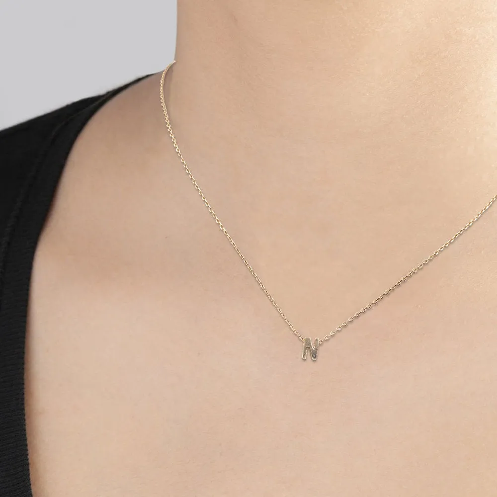 Tiny initial Alphabet Pendant Necklace 14K Gold or Sterling Silver Plated Necklace with Adjustable 16 inch Chain