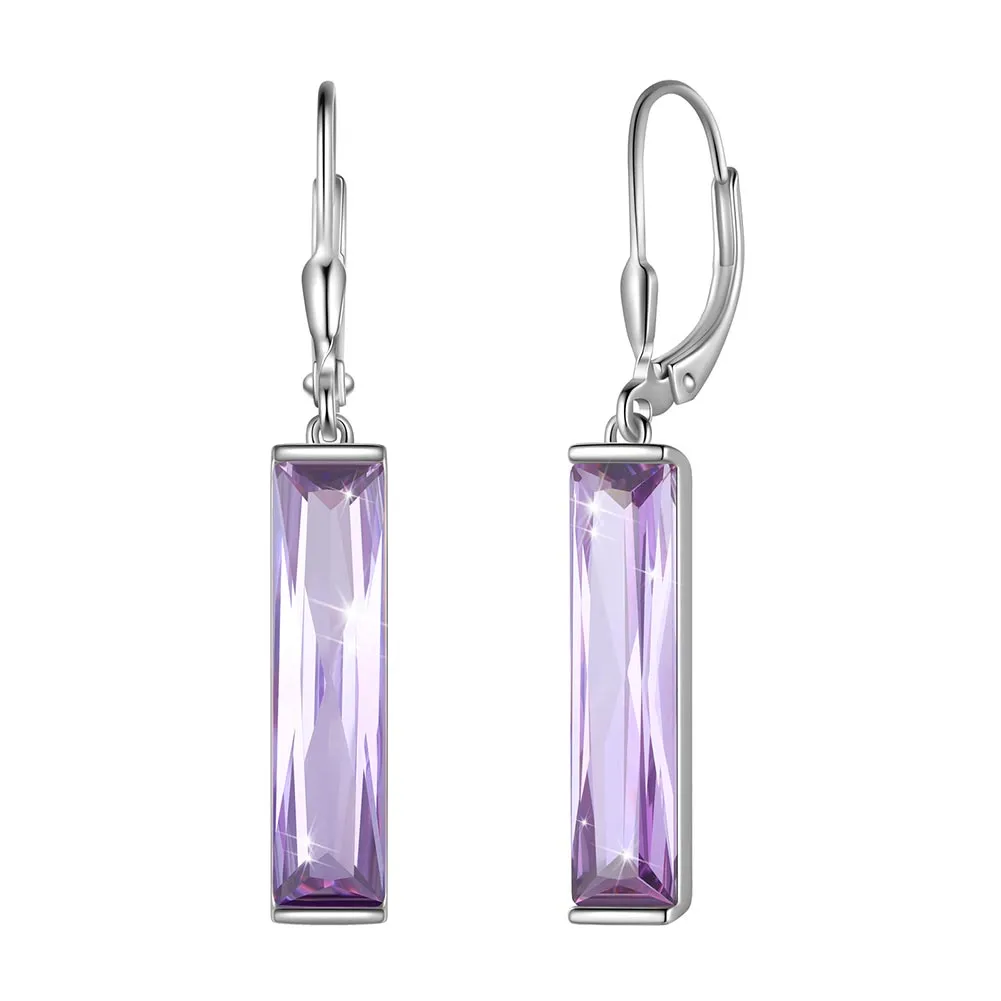 Tokyo Mart Women Dangle Earrings Birthstone Leverback Drop Earrings Crystal Jewelry Birthday Gift