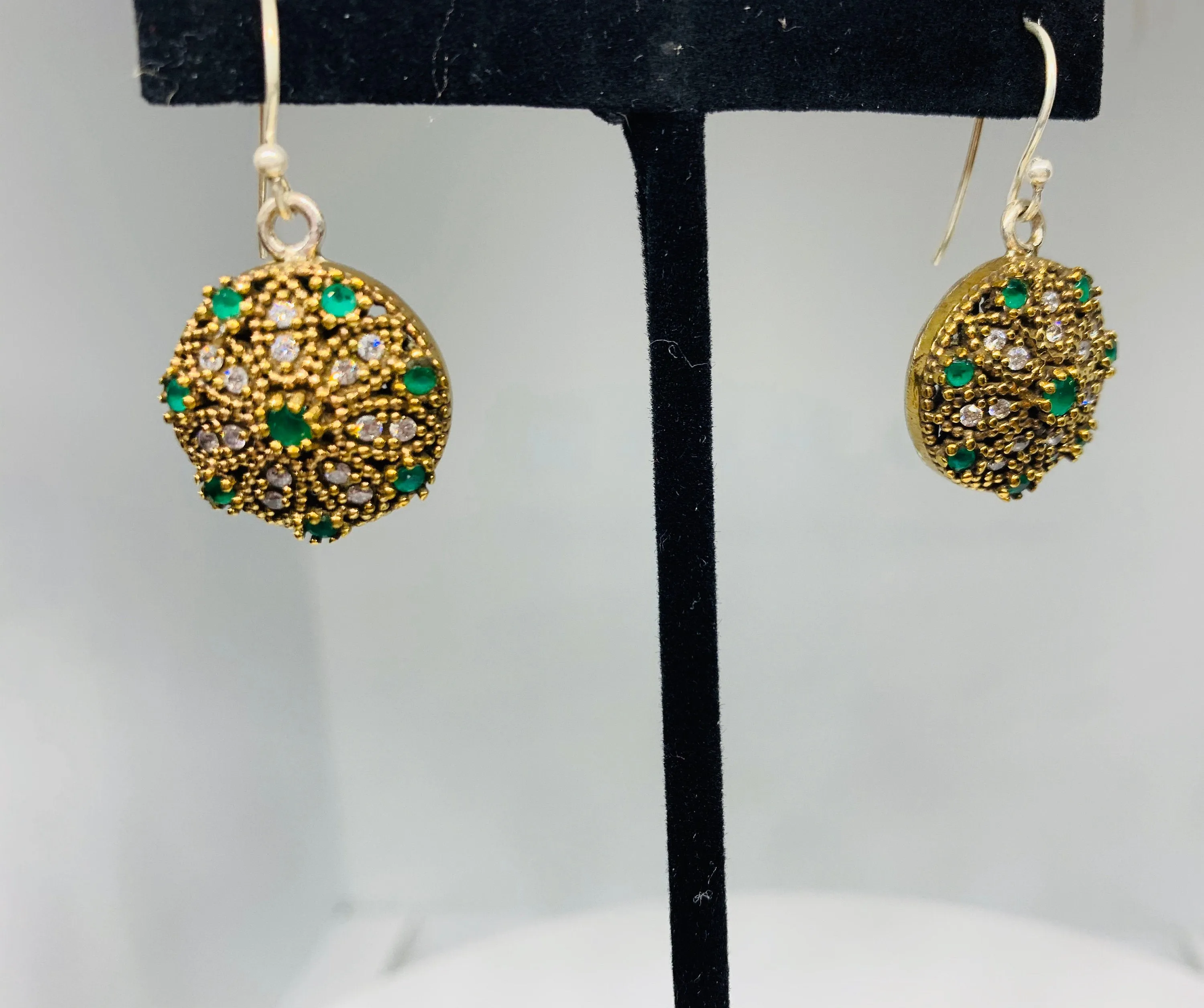 TURKISH Statement Jewelry- Silver and Gemstone Earings - Green