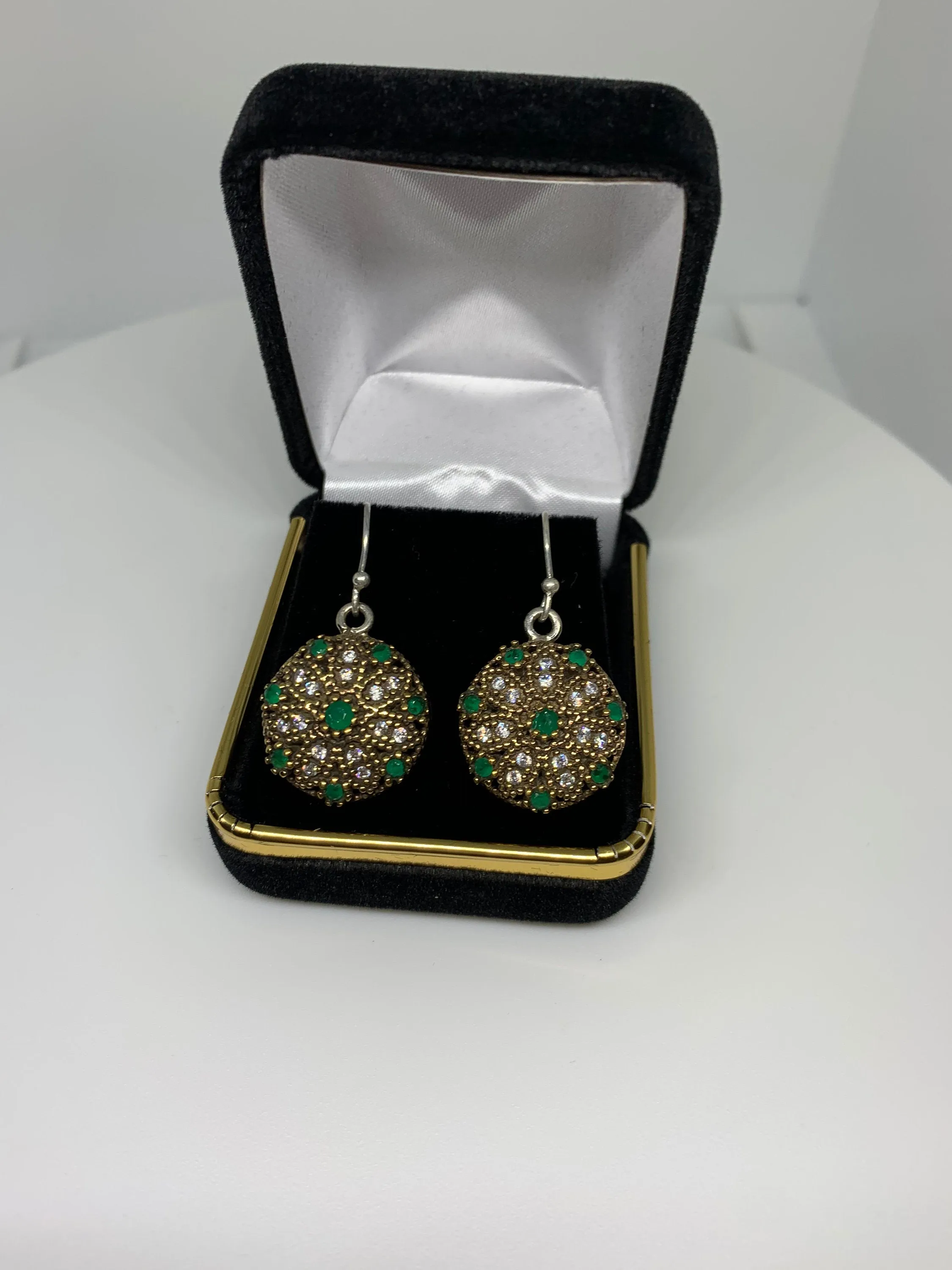TURKISH Statement Jewelry- Silver and Gemstone Earings - Green