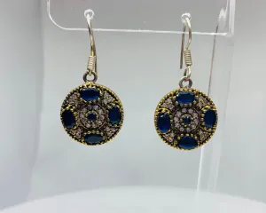TURKISH Statement Jewelry- Silver and Gemstone Earrings -Blue