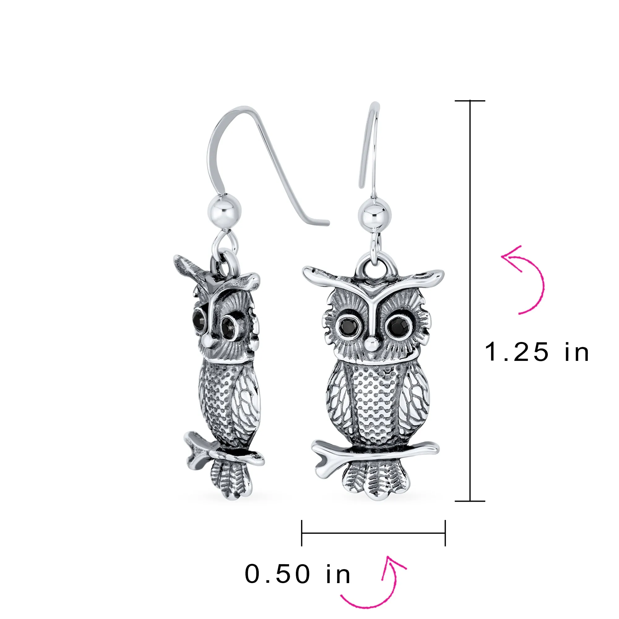 Two Tone Owl Pendant Necklace & Earrings Jewelry Set 14k Gold Plated Silver
