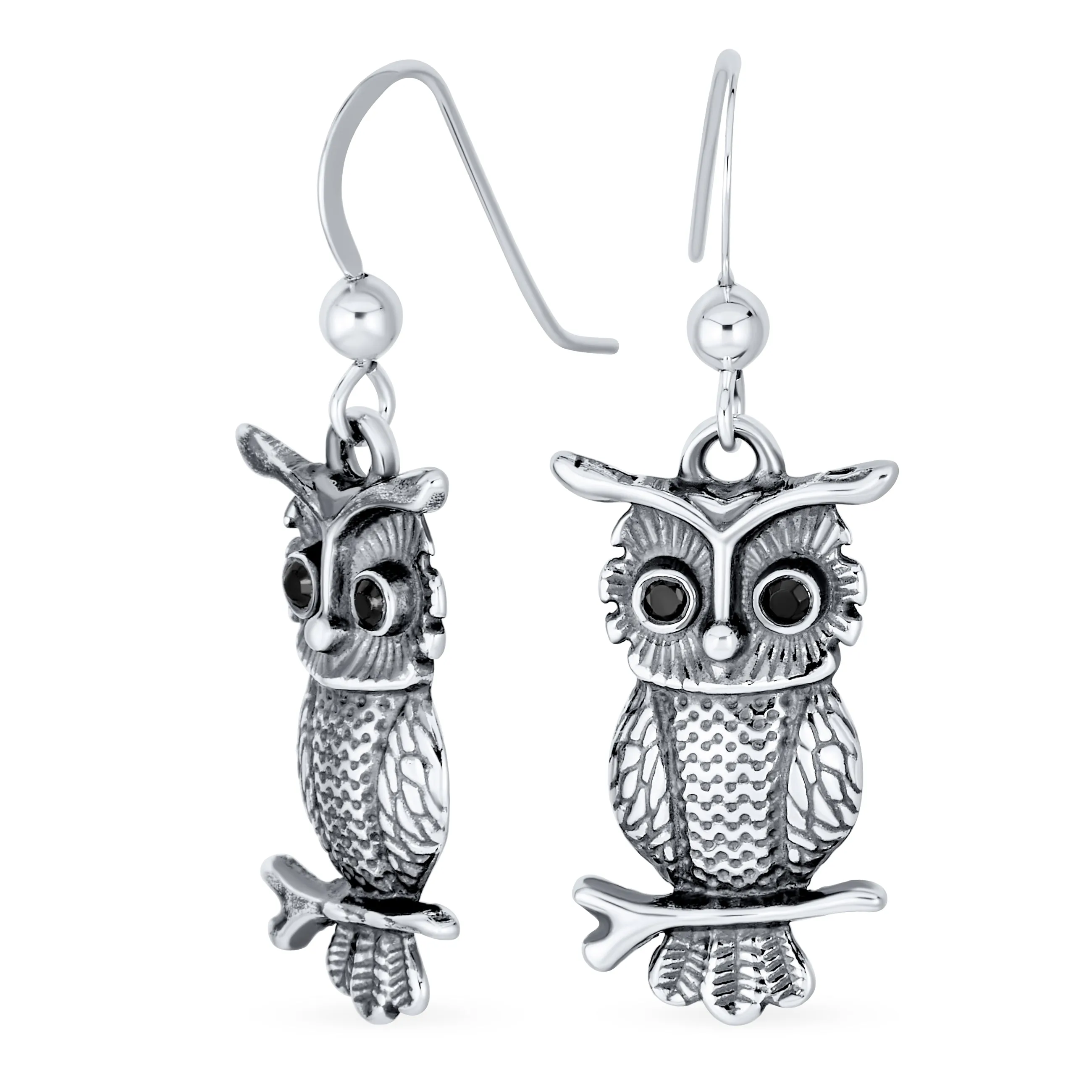 Two Tone Owl Pendant Necklace & Earrings Jewelry Set 14k Gold Plated Silver