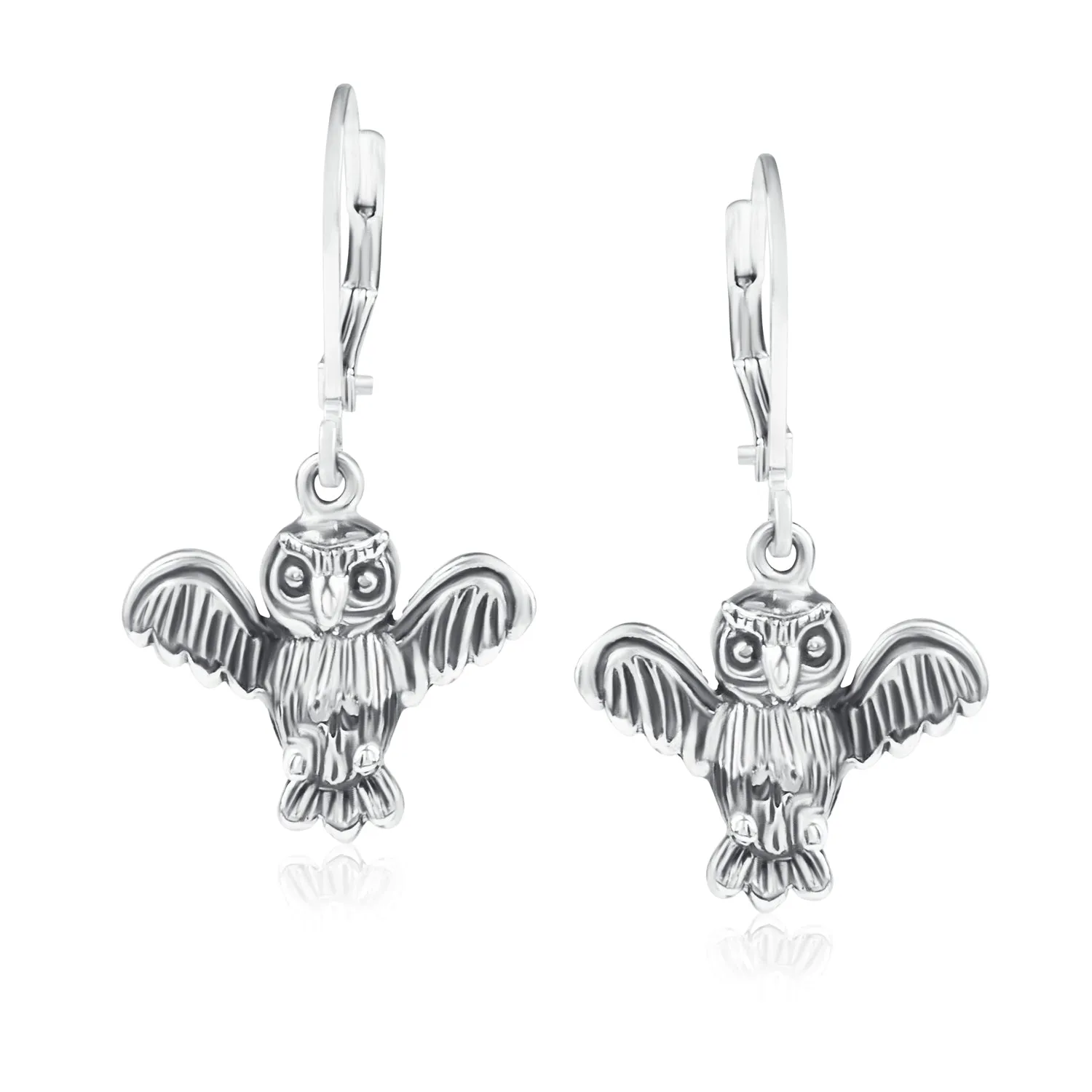 Two Tone Owl Pendant Necklace & Earrings Jewelry Set 14k Gold Plated Silver