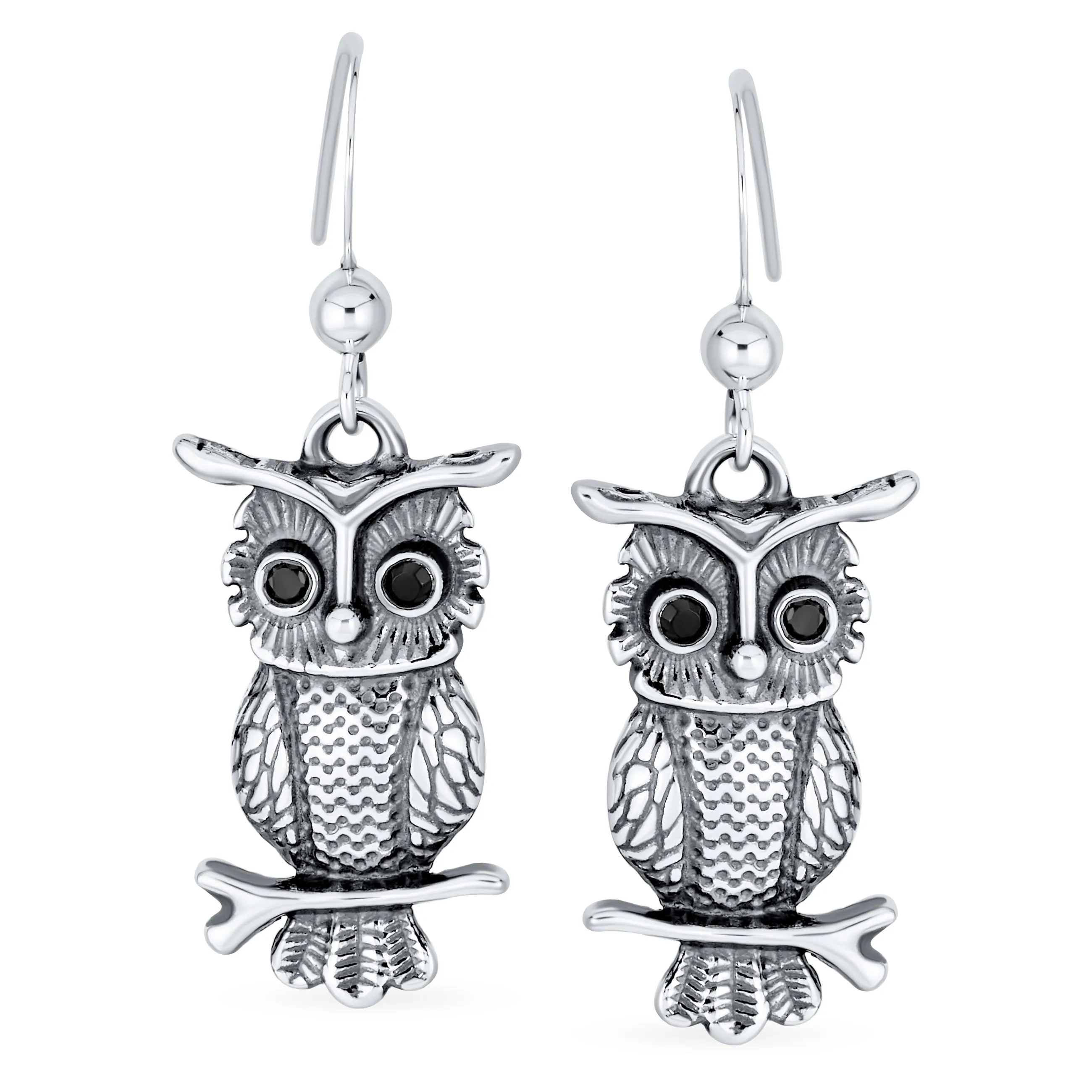 Two Tone Owl Pendant Necklace & Earrings Jewelry Set 14k Gold Plated Silver