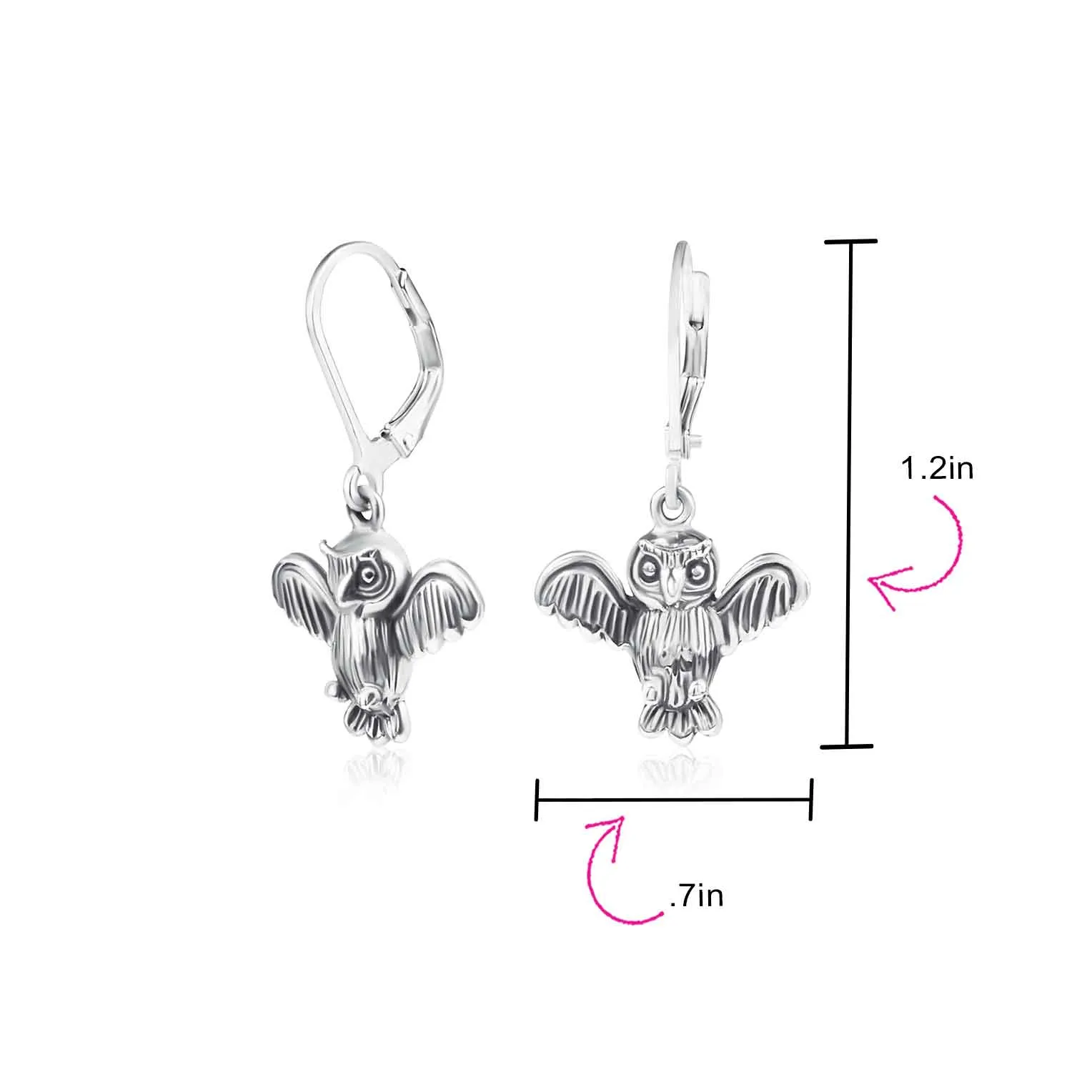 Two Tone Owl Pendant Necklace & Earrings Jewelry Set 14k Gold Plated Silver
