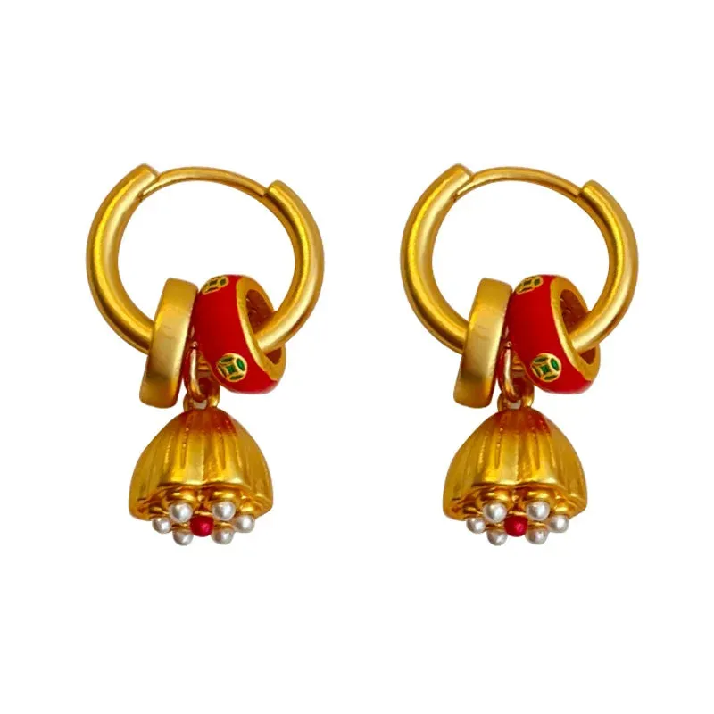 VAIGE Elegant Geometric Lotus Bud Drop Earrings