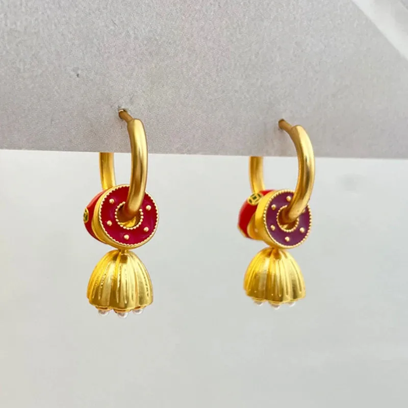 VAIGE Elegant Geometric Lotus Bud Drop Earrings