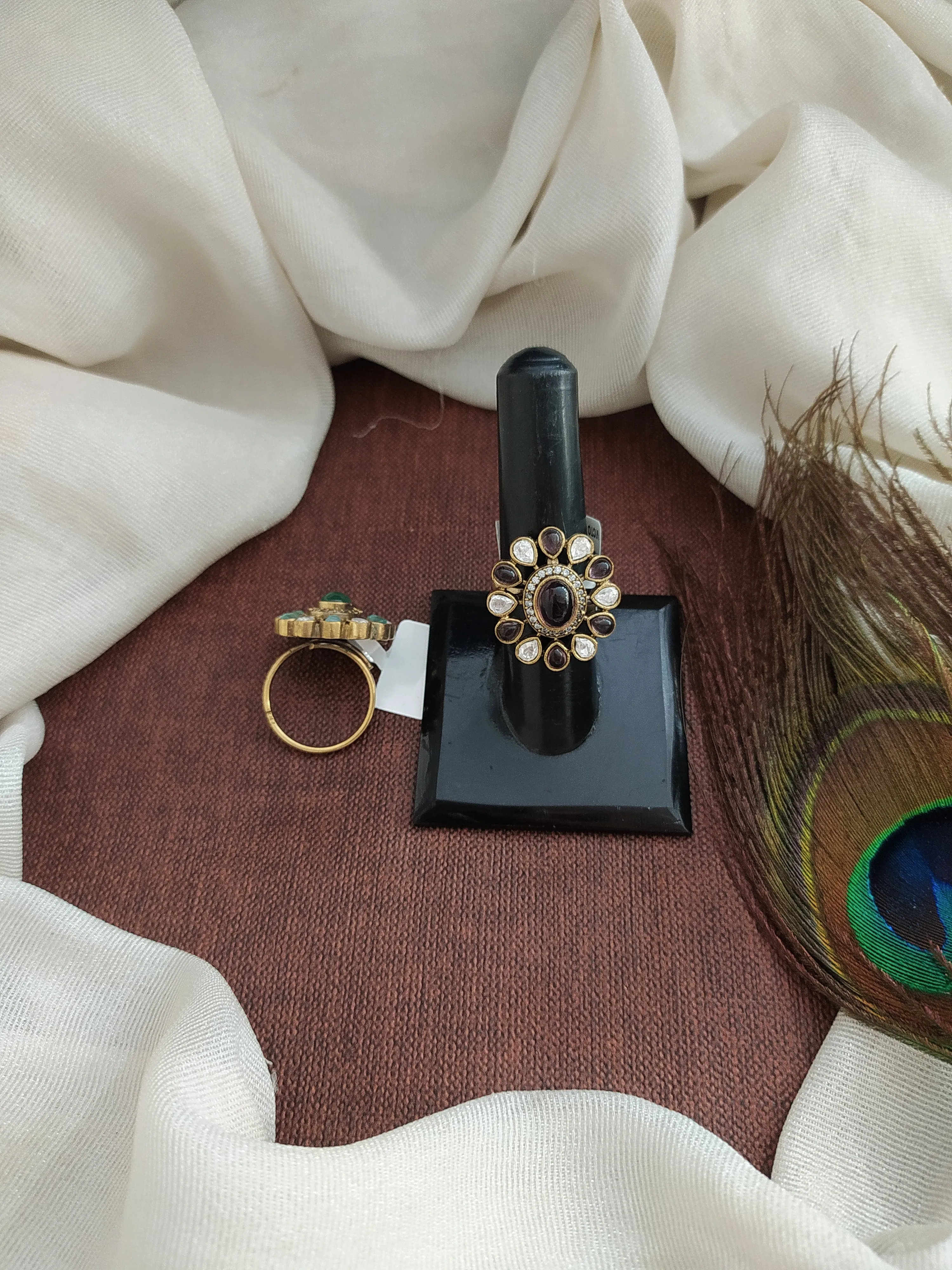Victorian Adjustable Finger Rings with Kundan/Polki Stones
