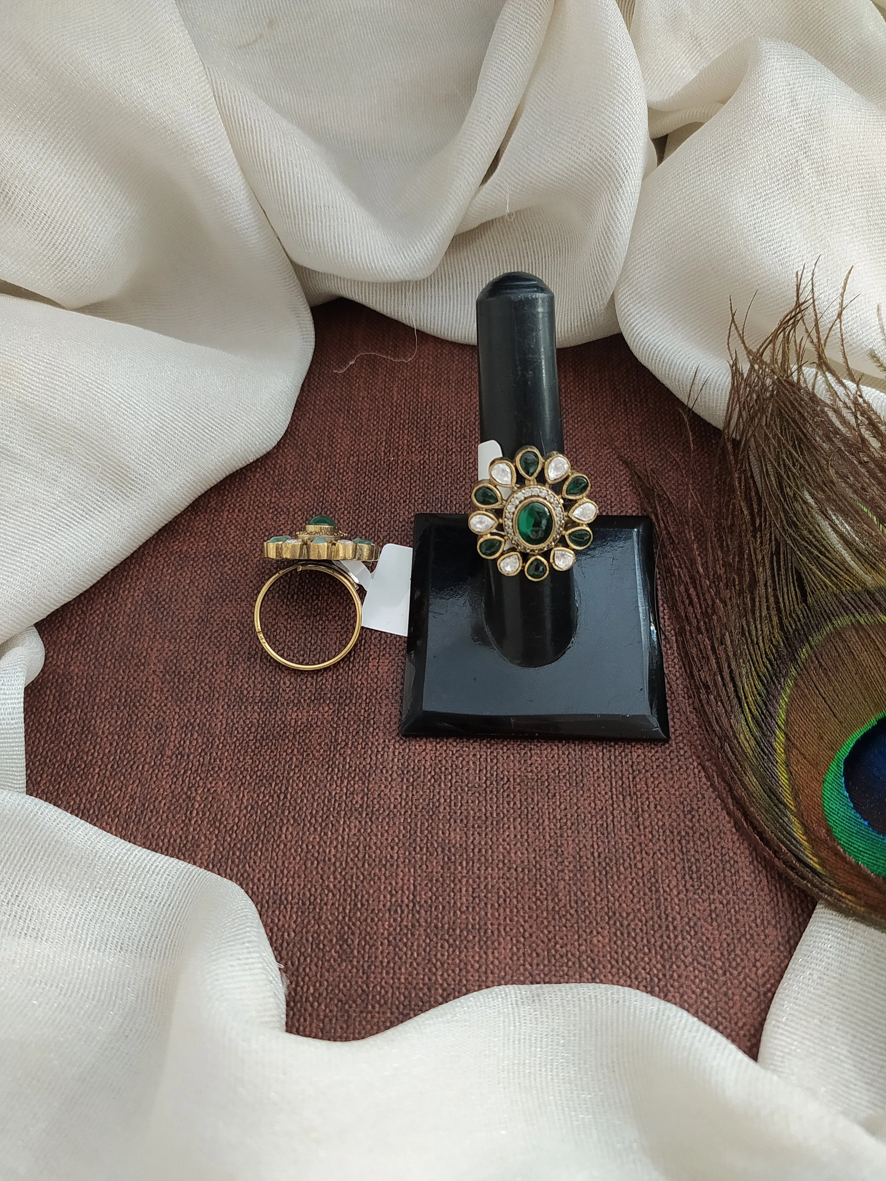 Victorian Adjustable Finger Rings with Kundan/Polki Stones