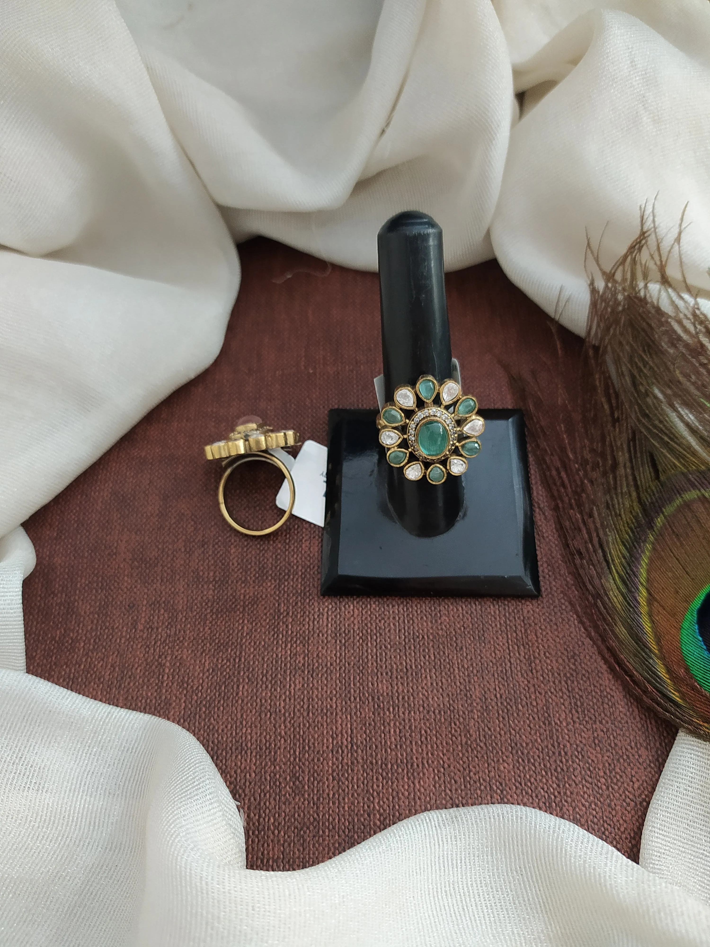 Victorian Adjustable Finger Rings with Kundan/Polki Stones