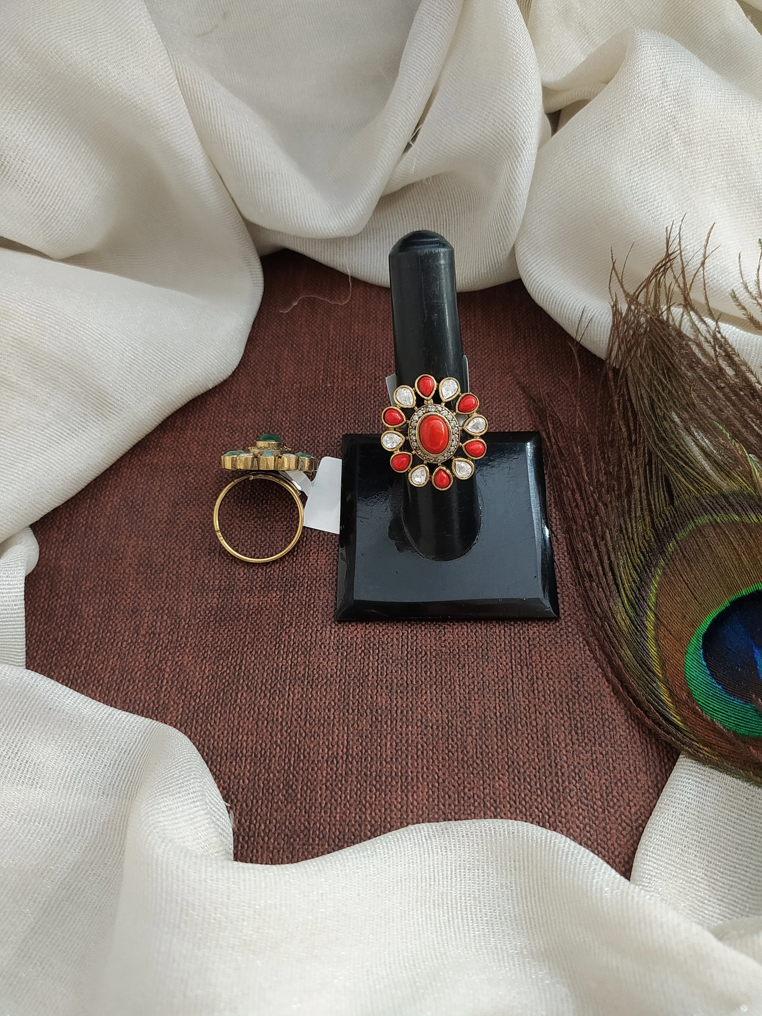 Victorian Adjustable Finger Rings with Kundan/Polki Stones