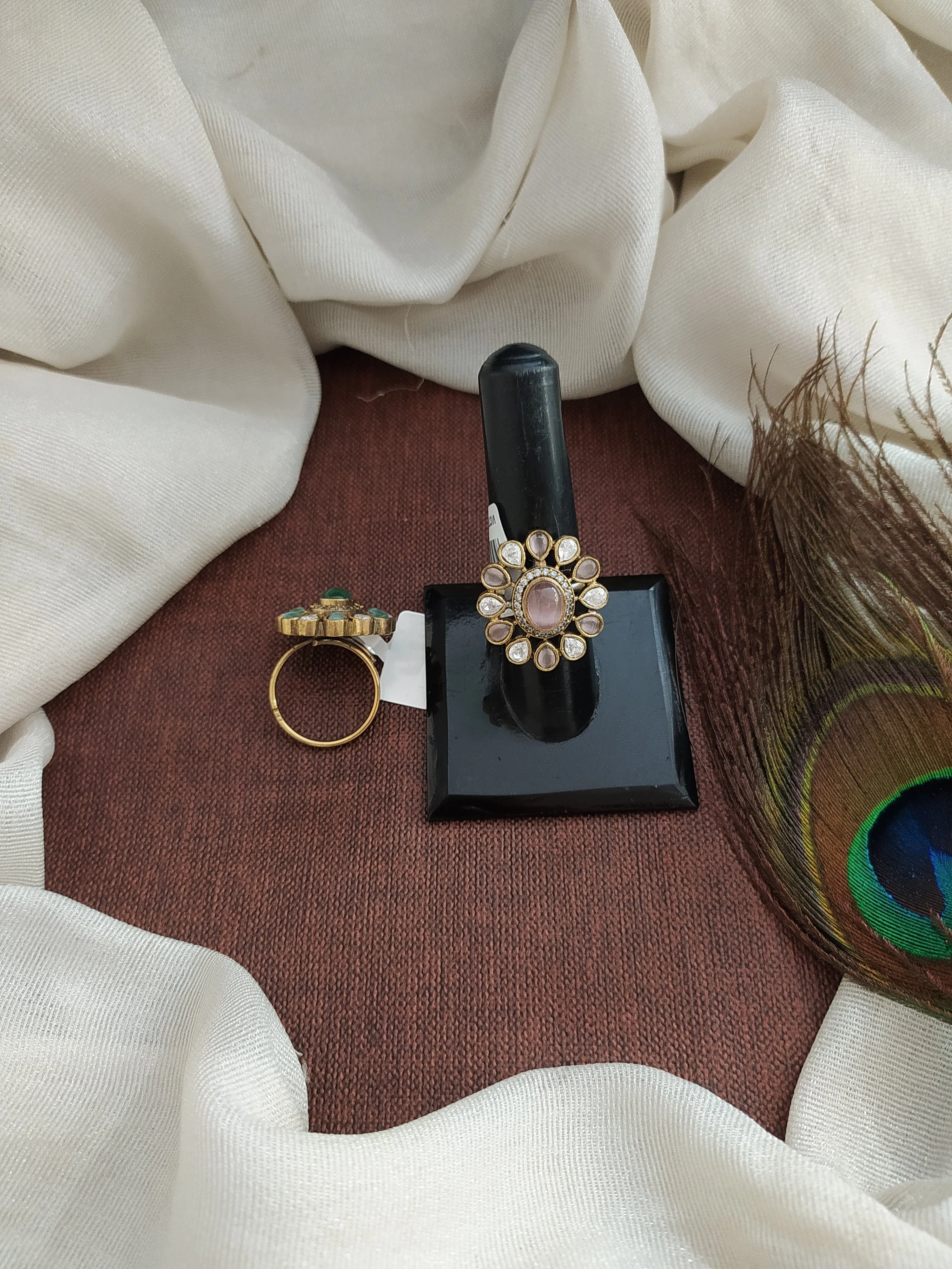Victorian Adjustable Finger Rings with Kundan/Polki Stones