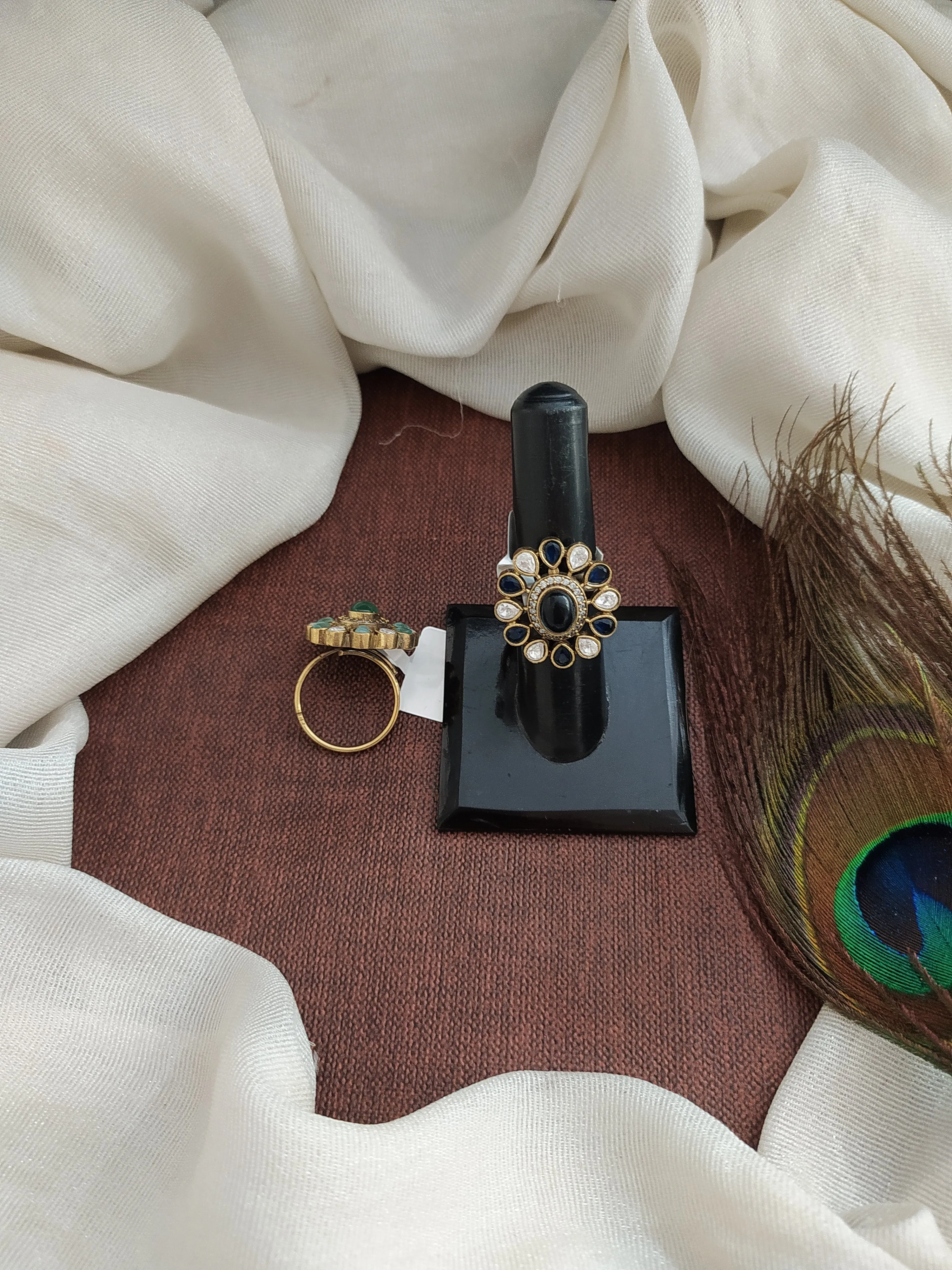 Victorian Adjustable Finger Rings with Kundan/Polki Stones